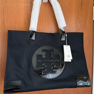 Tory Burch Black Patent Logo Tote *Authentic*